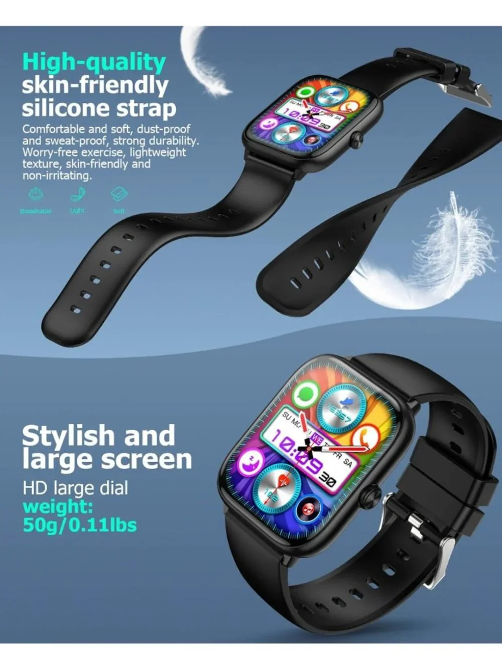Stylish Black Smart Watch, Bluetooth Call, Fitness Tracker, 118 Sports Modes